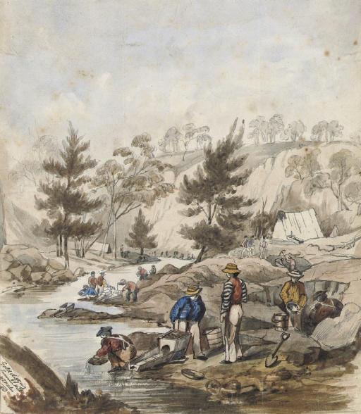 George French Angas - Gold digging, Summer Hill, N.S. Wales, 1851