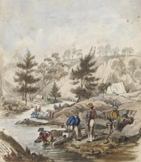 George French Angas - Gold digging, Summer Hill, N.S. Wales, 1851