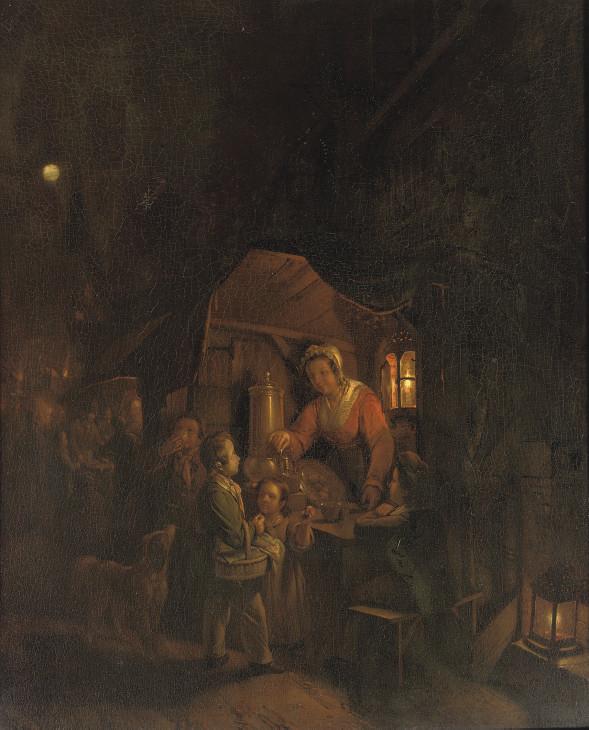 George Gillis Haanen - Pooring Hot Drinks At The Night Market