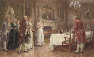George Goodwin Kilburne, R.I. - Placing The Guests On Christmas Eve