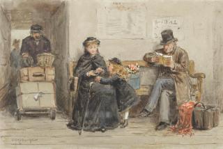 George Goodwin Kilburne, RI, RBA - Waiting For The Train