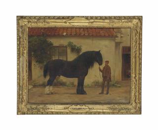 George Goodwin Kilburne - \'Castlereagh\', a cart horse with a groom
