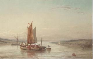 George Gregory - A barge setting sail on the Medina River