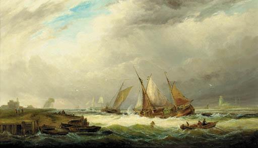 George Gregory - Fishing Vessels In A Stiff Breeze Offshore