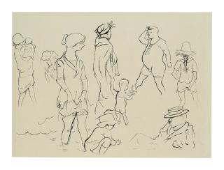 George Grosz - Am Strand Von Boulogne-Sur-Mer & Strandszene (I) & Boulogne-Sur-Mer (Ii) (A Double-Sided Work)