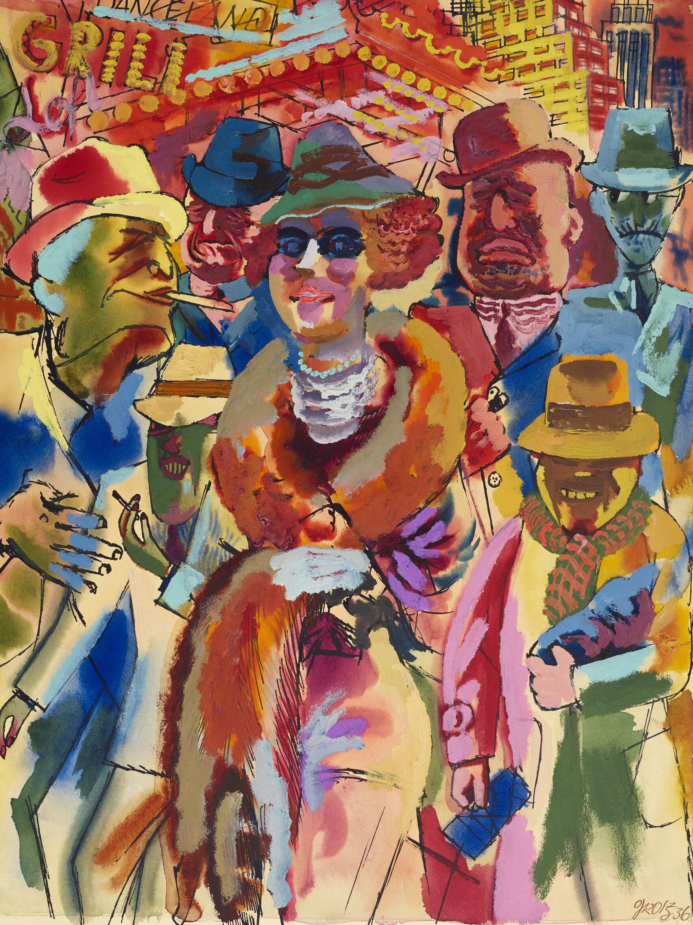 George Grosz - Broadway (recto); Havana cigars (verso)