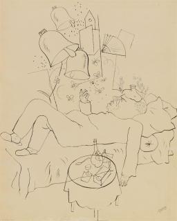 George Grosz - Es klingt wie fernes Glockenläuten. Verso: Doppelstreife