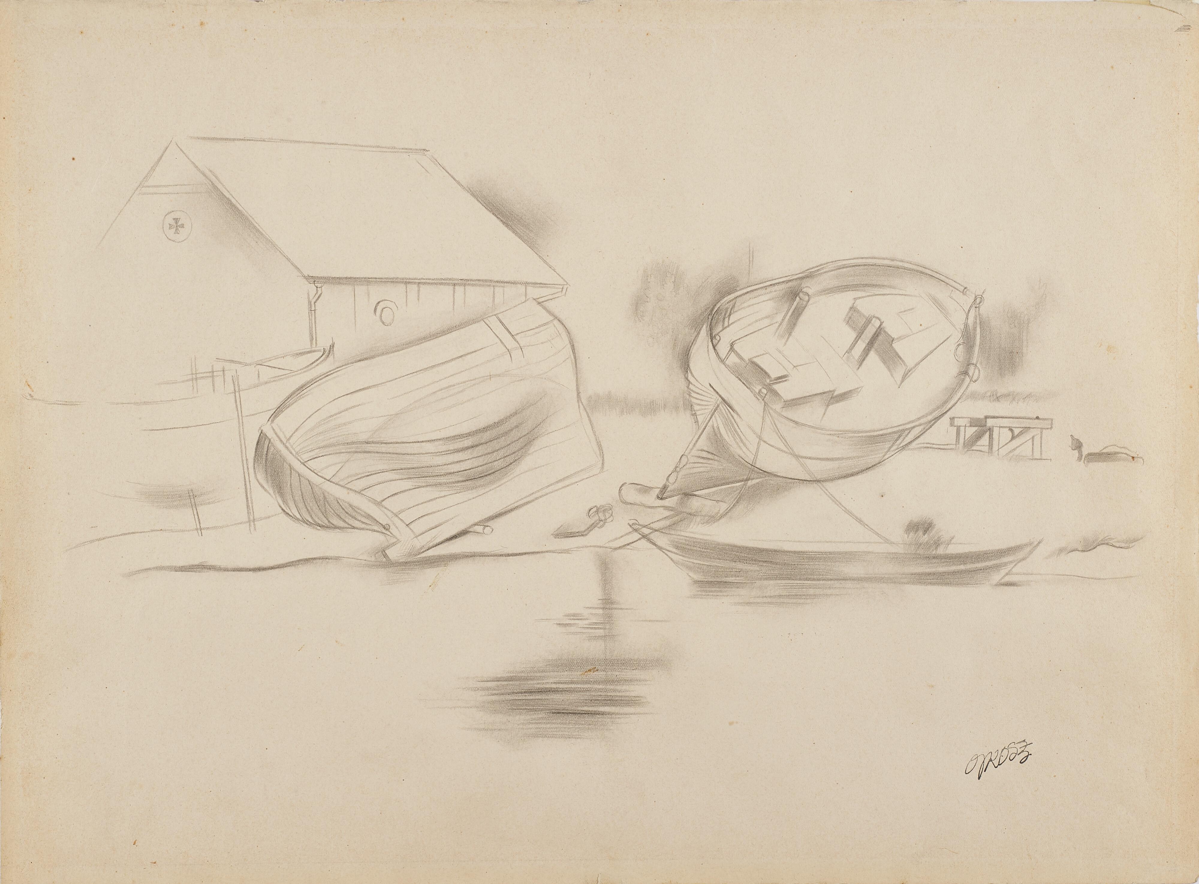 George Grosz - Fischerboote in Leba