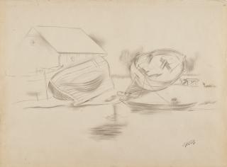 George Grosz - Fischerboote in Leba