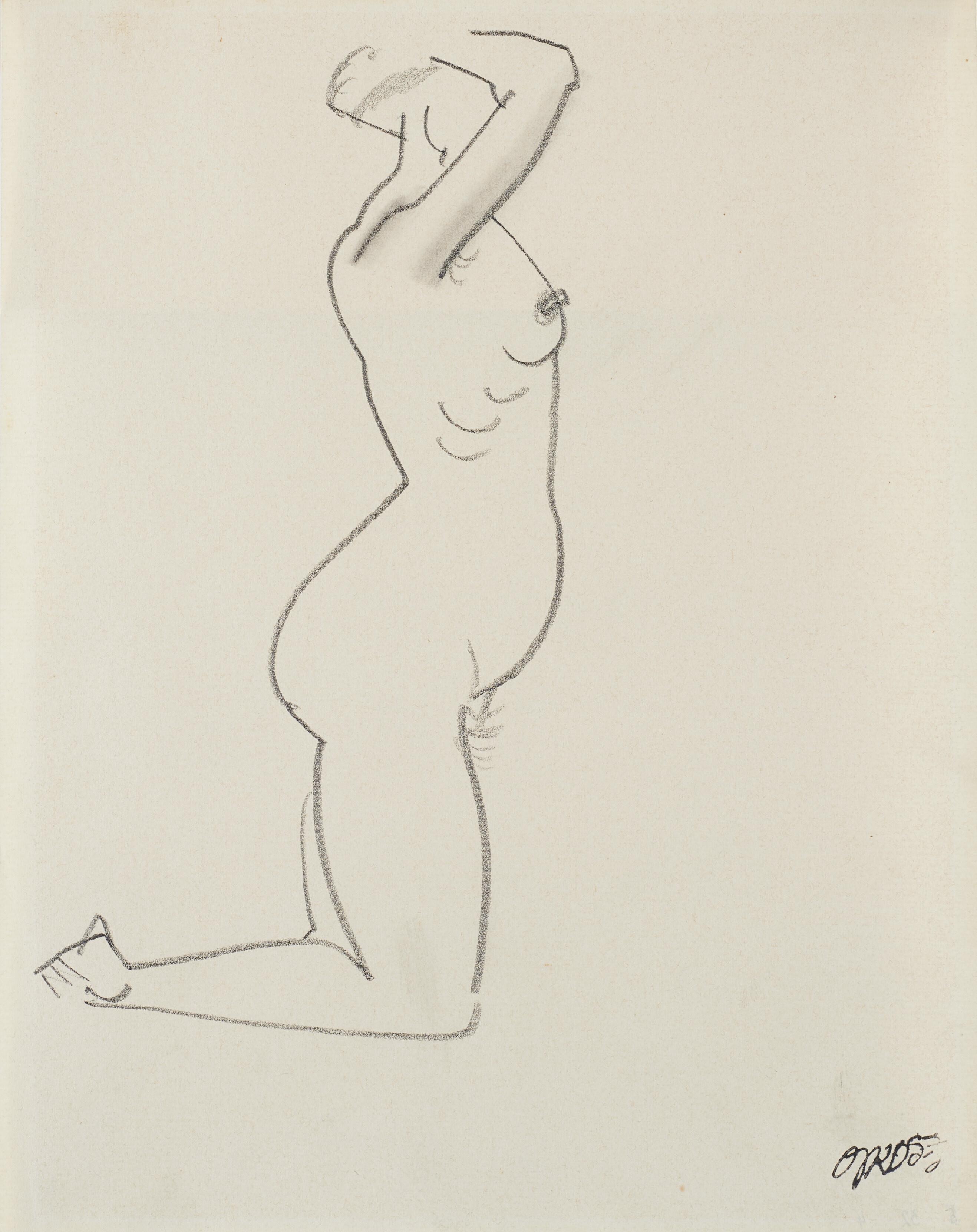 George Grosz - Knieender Weiblicher Akt