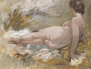 George Grosz - Liegender Frauenakt (recto); Nach dem Bad (verso)