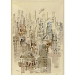George Grosz - New York City Skyline