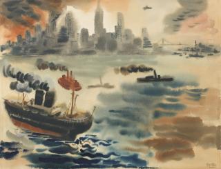 George Grosz - New York Harbor