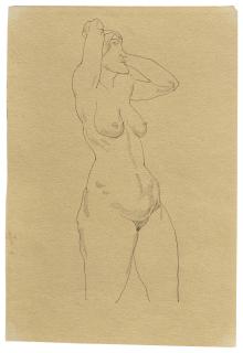 George Grosz - Nu debout, bras levés