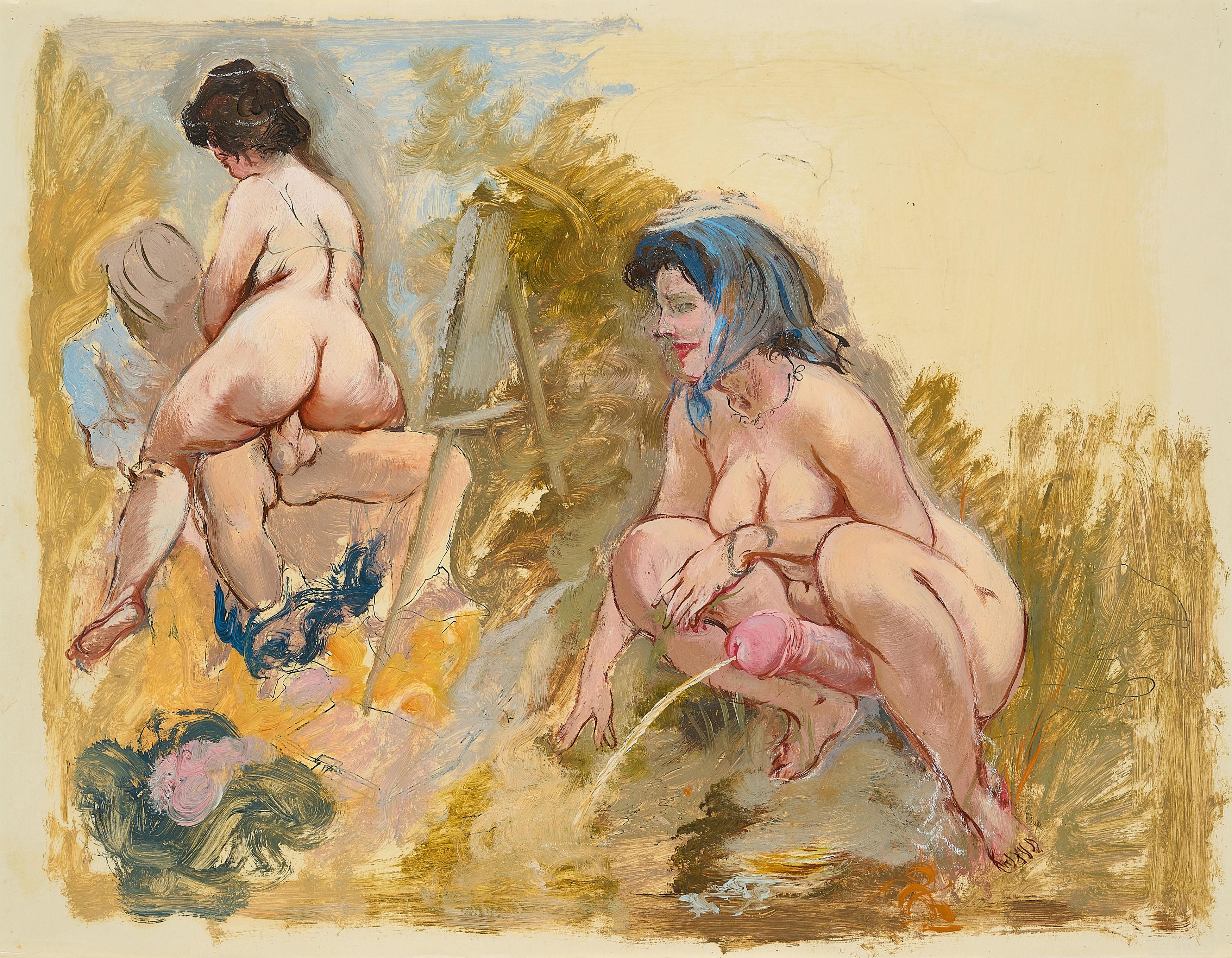 George Grosz - Paar im Liebesakt und Hermaphrodit.