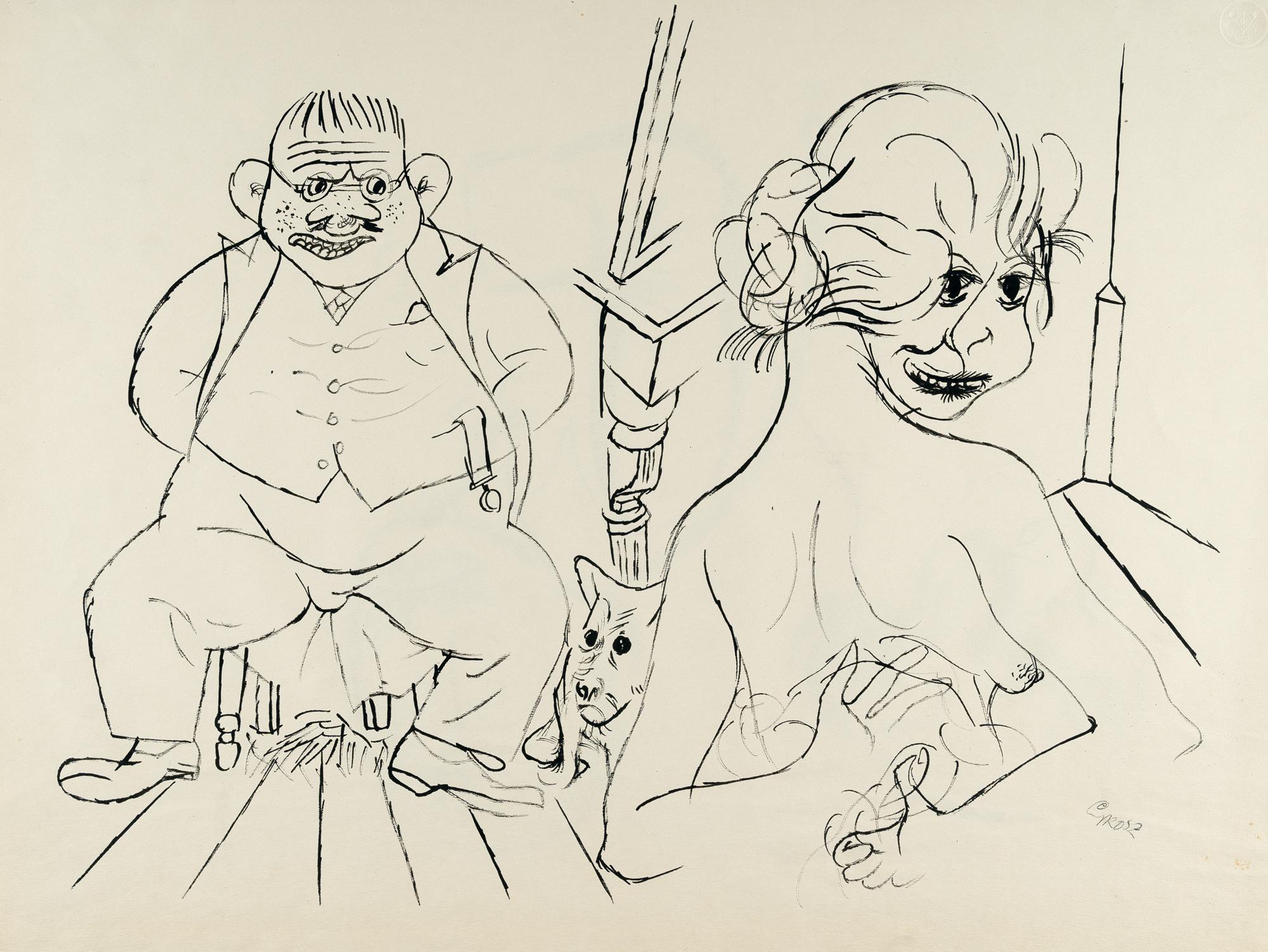 George Grosz - Recto: „Man and Wife“ – Verso: Streitendes Paar