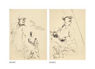 George Grosz - Refugees, The Artist with his Two Children ( recto ); Bürgerwehr ( verso )