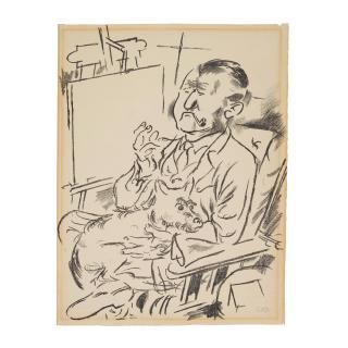 George Grosz - Self-Portrait with Dog in Front of the Easel, from Die Schaffenden