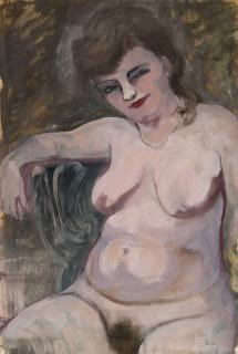George Grosz - Sitting Female Nude / Eva