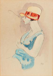 George Grosz - Sitzende mit Strohhut