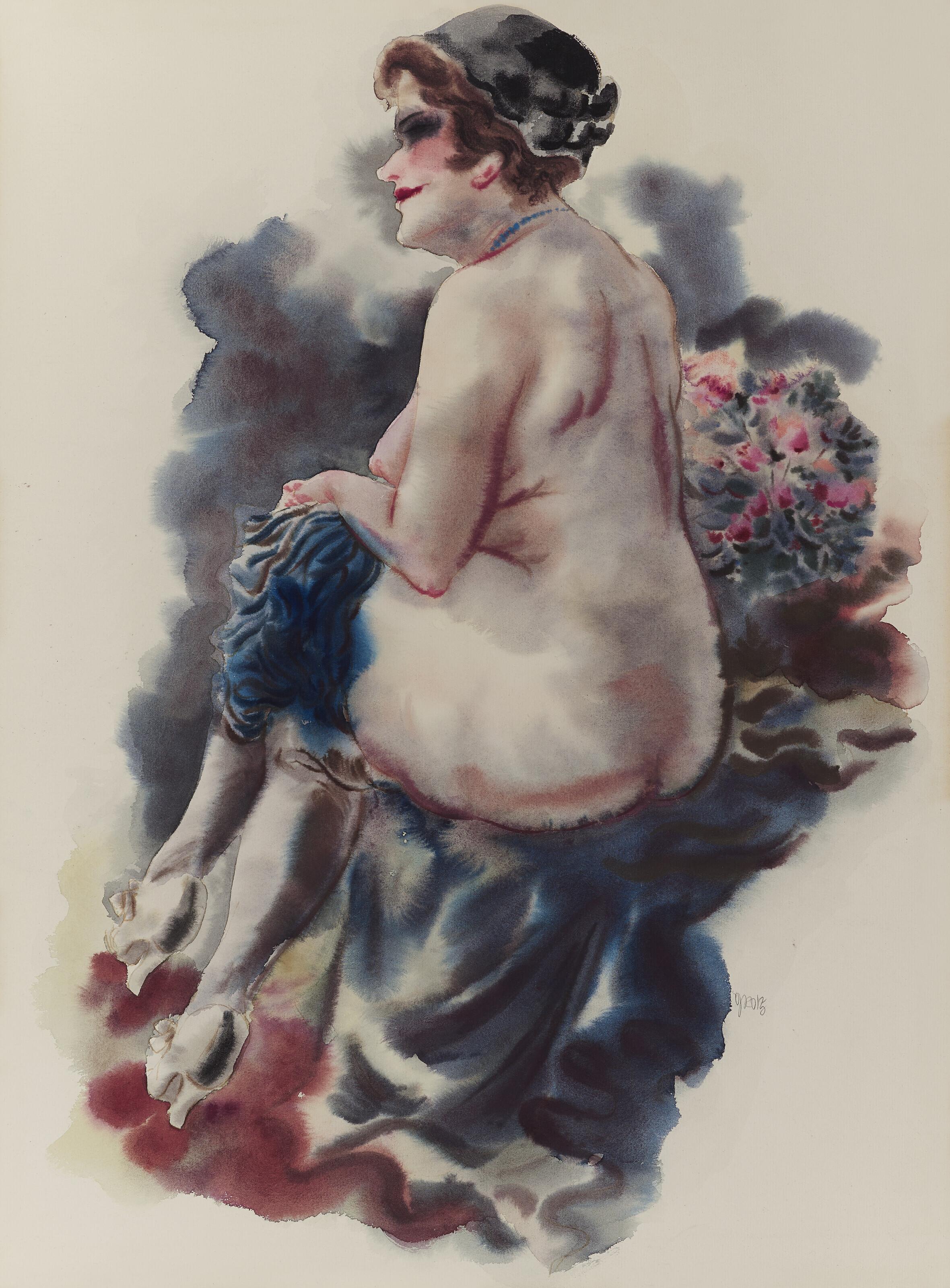 George Grosz - Sitzender weiblicher akt