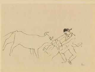 George Grosz - Stierkampf, Cassis. Verso: Stierkampfszene, Cassis