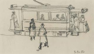 George Grosz - Strassenbahnwagen, Berlin