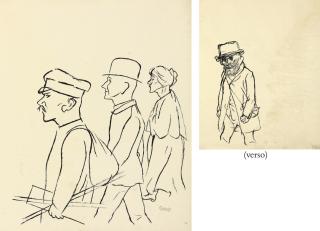 George Grosz - Strassenszene, Berlin (recto); Landstreicher (verso)