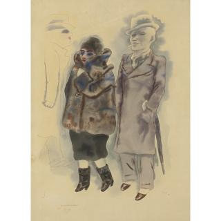 George Grosz - Strassenszene, Berlin & Zwei Weibliche Aktstudien (Street Scene, Berlin & Two Studies Of Female Nudes, Recto & Verso)