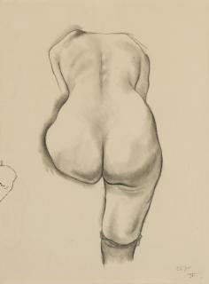 George Grosz - Weiblicher Rückenakt Mit Schwarzem Strumpf