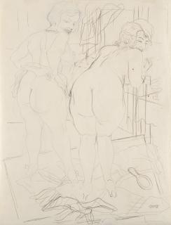 George Grosz - Zwei Aktmodelle im Studio des Künstlers (recto e verso)