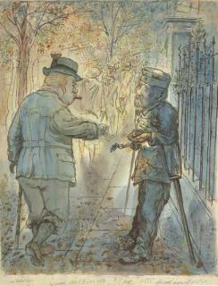 George Grosz - Zwei Kriegsteilnehmer - Two Survivors (Recto); Männliche Kopfstudie (Verso)