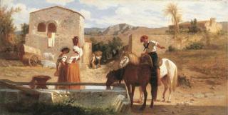 George Heming Mason, A.R.A. - A Drinking Fountain in the Campagna