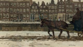 George Hendrik Breitner - A horse-drawn cart in winter on the Looiersgracht, Amsterdam