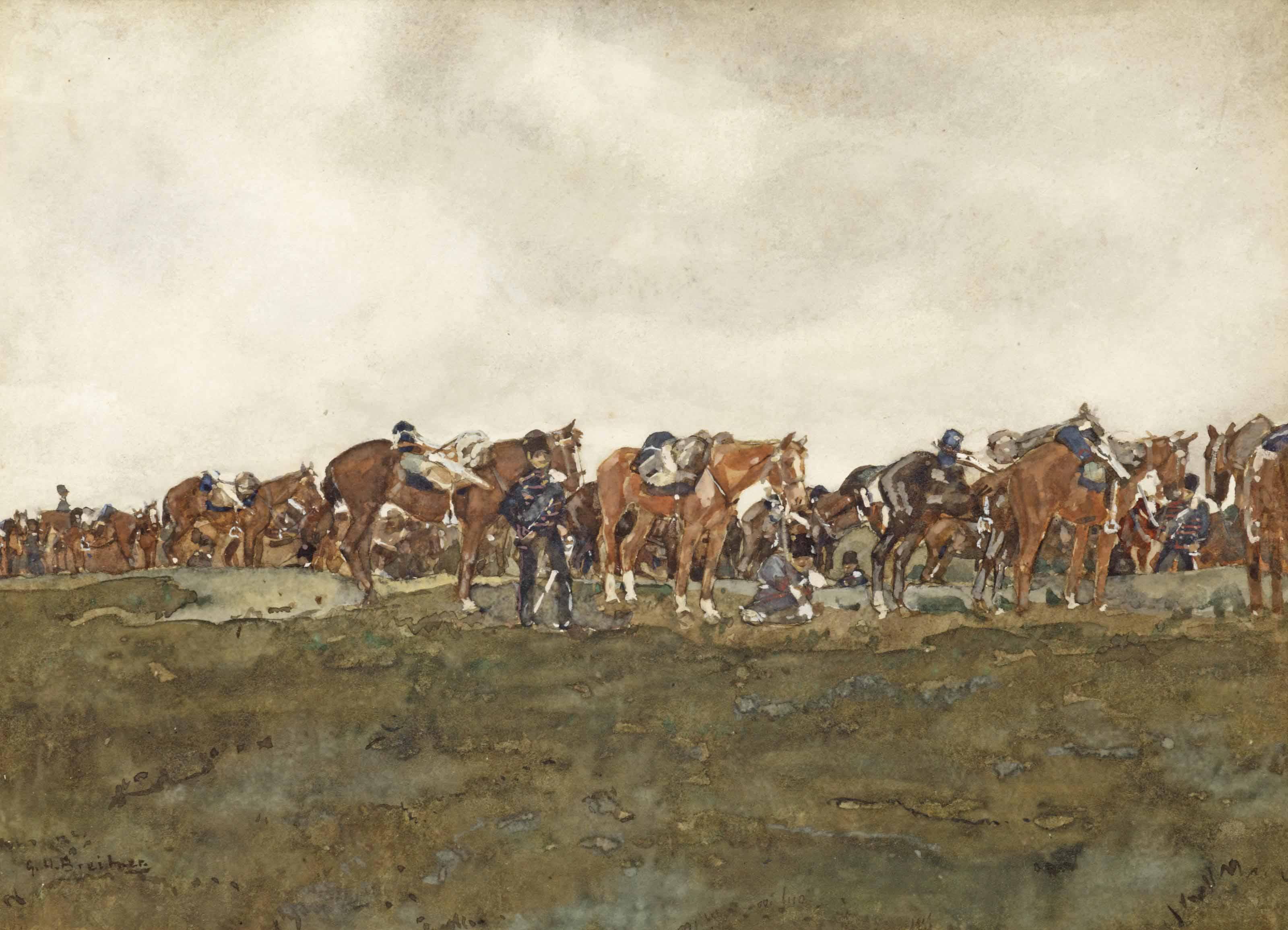 George Hendrik Breitner - Cavalerie op de heide: back from the manoeuvres