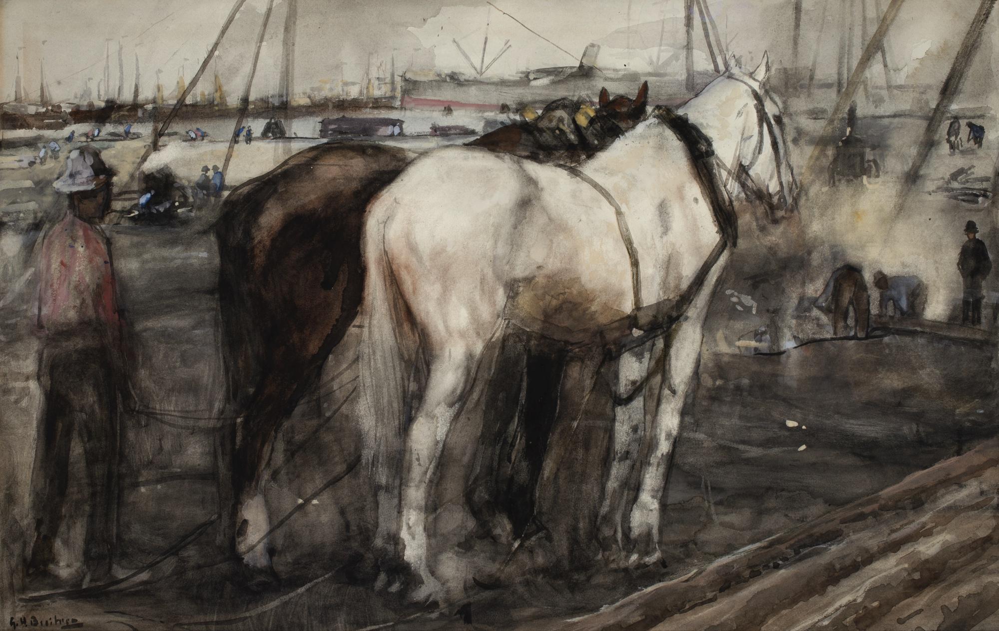 George Hendrik Breitner - Dutch work Horses At The Houthaven, Amsterdam