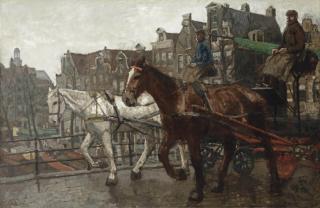 George Hendrik Breitner - Eenhoornsluis; a view of the Prinsengracht and the Noorderkerk seen from the Eenhoornsluis, Amsterdam