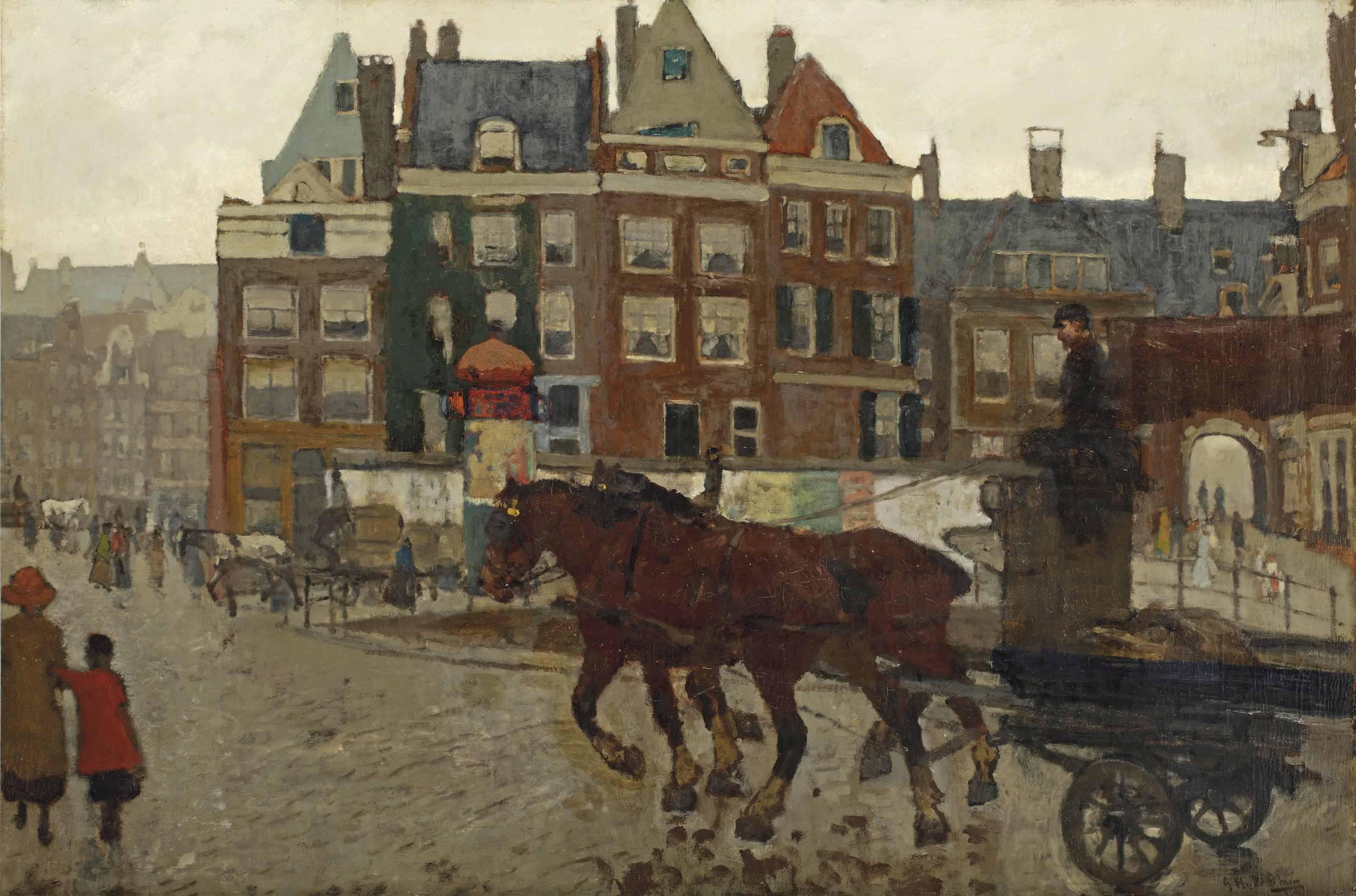 George Hendrik Breitner - Het beurspoortje: a view of the Rokin with Het Beurspoortje, Amsterdam