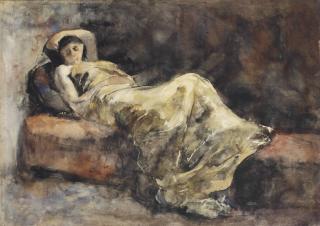 George Hendrik Breitner - Meisje op divan: girl on a sofa