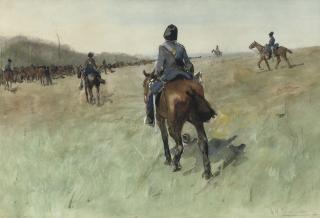 George Hendrik Breitner - Military manoeuvres: rode huzaren
