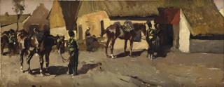 George Hendrik Breitner - Paarden: the yellow riders near a farmhouse