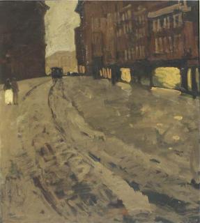 George Hendrik Breitner - Paleisstraat in the snow at dusk, Amsterdam
