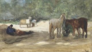 George Hendrik Breitner - Resting horses near a sandpit, The Hague
