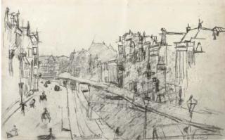George Hendrik Breitner - Rokin uit Arti: a view on the Rokin from Arti et Amicitiae, Amsterdam