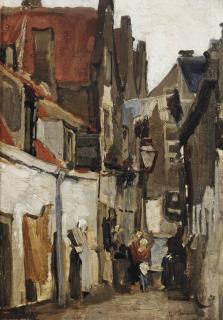 George Hendrik Breitner - Straatje te Rotterdam: a street in Rotterdam