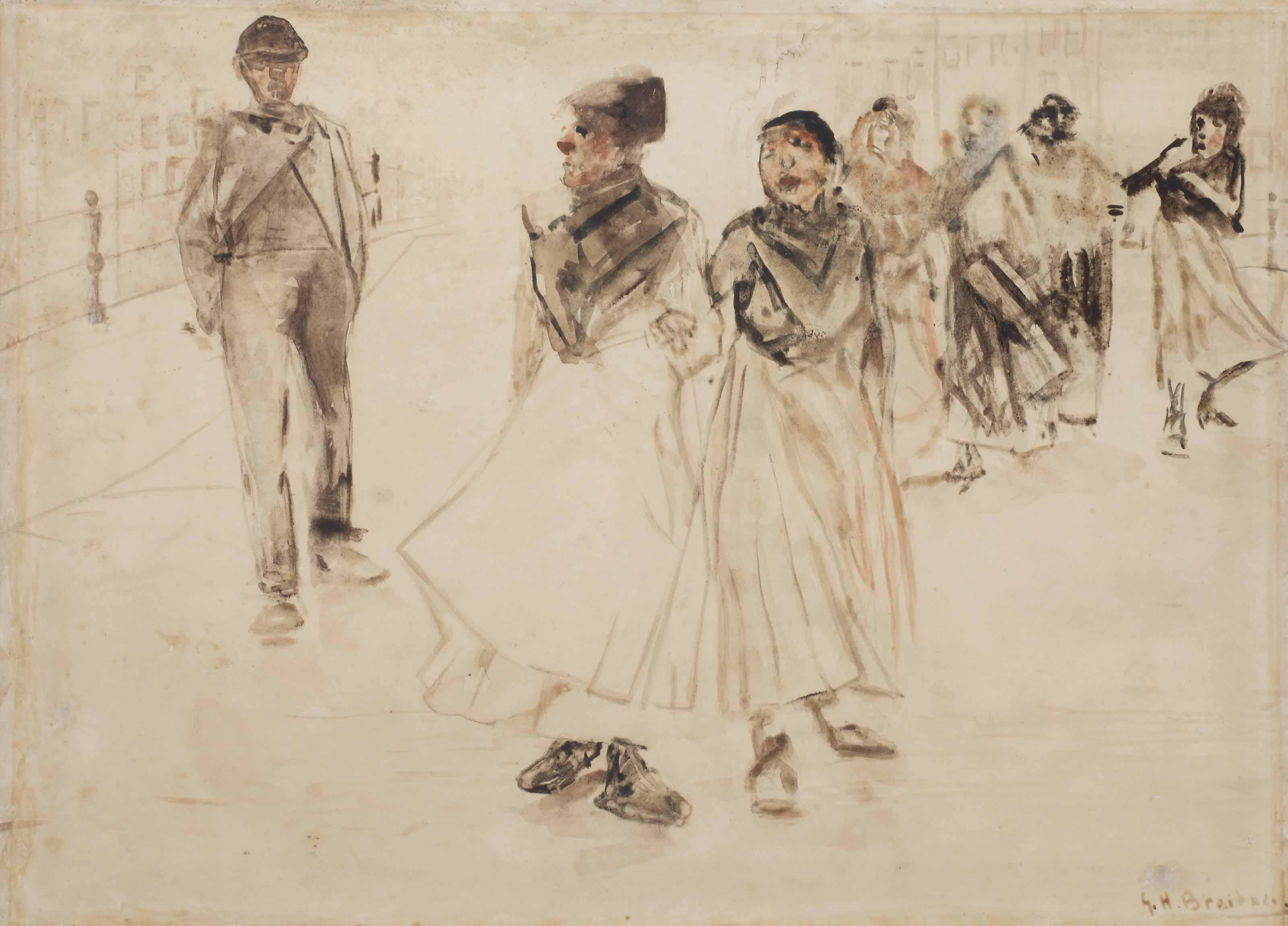 George Hendrik Breitner - Waspitten On A Bridge, Amsterdam