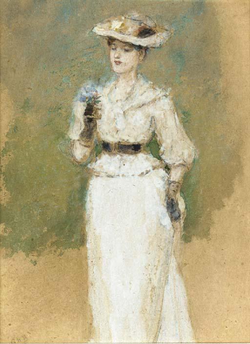 George Henry Boughton - Portrait of a Woman in White