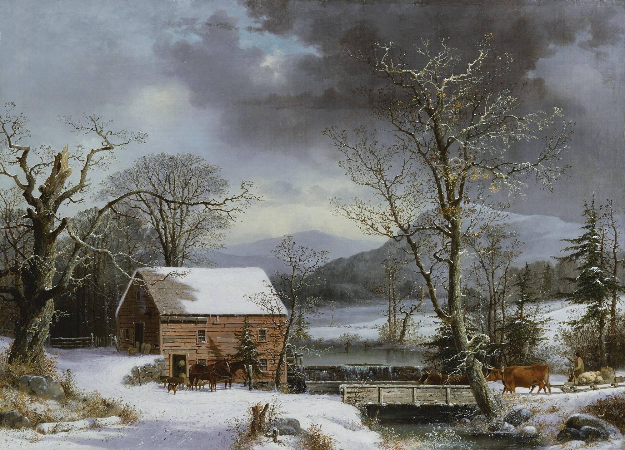 George Henry Durrie - At The Mill, Winter