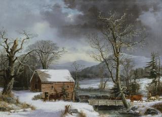 George Henry Durrie - At The Mill, Winter