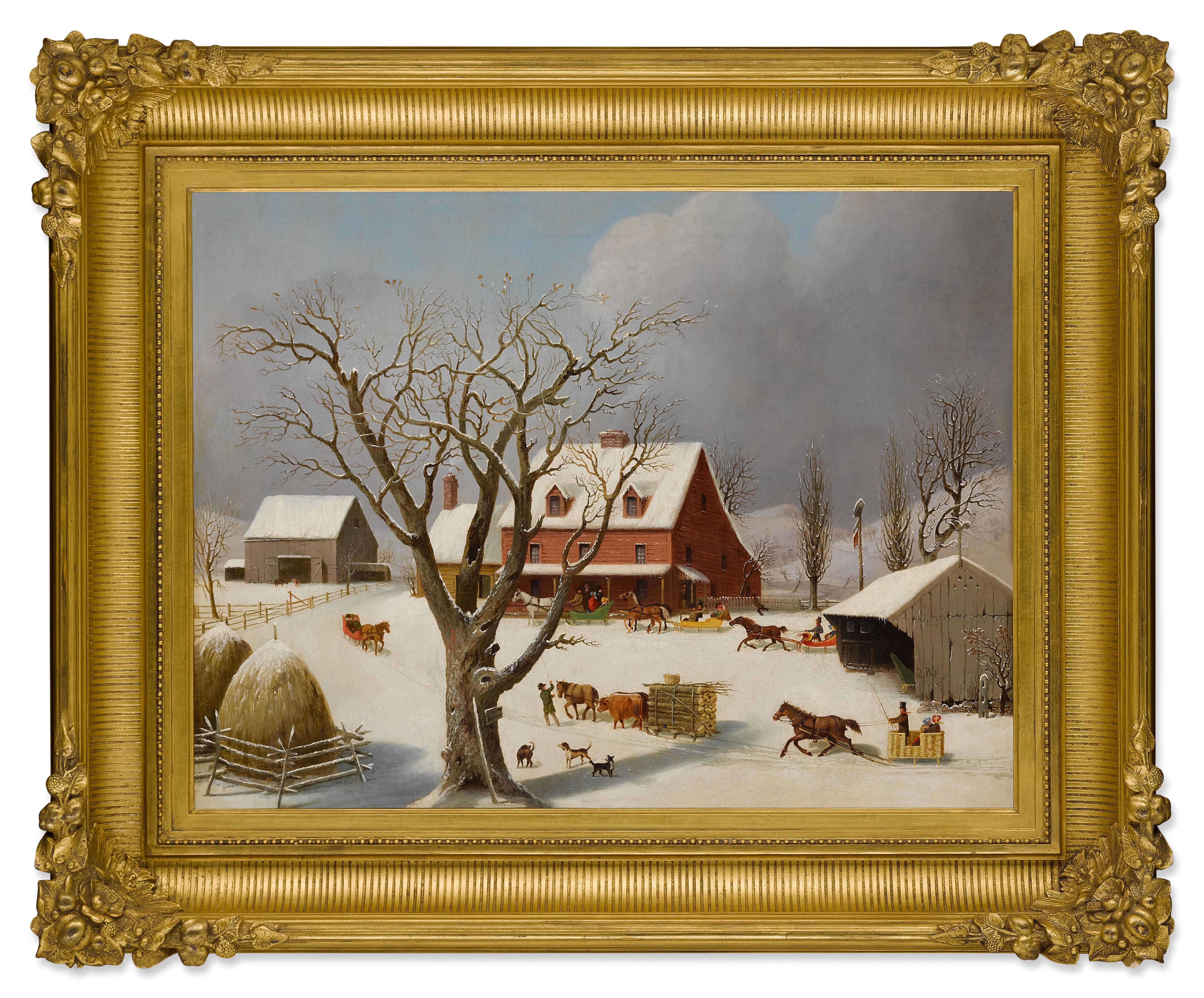 George Henry Durrie - Sleighs Arriving at the Inn